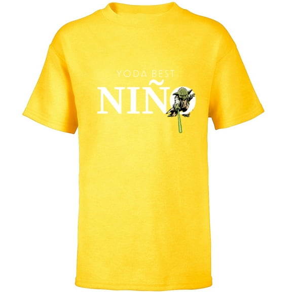 Star Wars Yoda Best Niño Lightsaber Gift Familia Spanish- Short Sleeve T-Shirt for Kids - Customized-Yellow