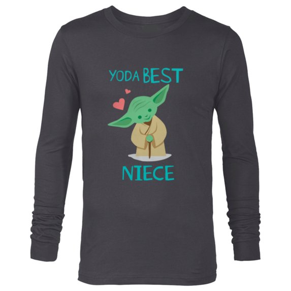 Star Wars Yoda Best Niece Yoda Chibi Portrait Family- Long Sleeve T-Shirt for Men - Customized-Charcoal Heather