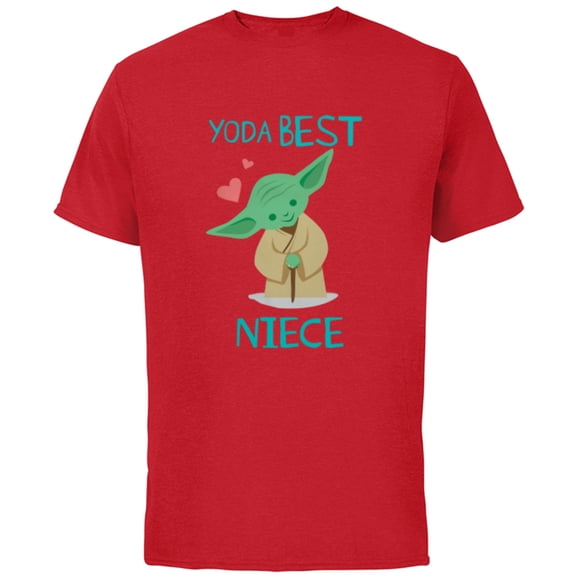 Star Wars Yoda Best Niece Yoda Chibi Portrait Family- Short Sleeve Cotton T-Shirt for Adults - Customized-Red