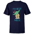 thumbnail image 1 of Star Wars Yoda Best Niece Yoda Chibi Portrait Family- Short Sleeve T-Shirt for Kids - Customized-Navy, 1 of 5