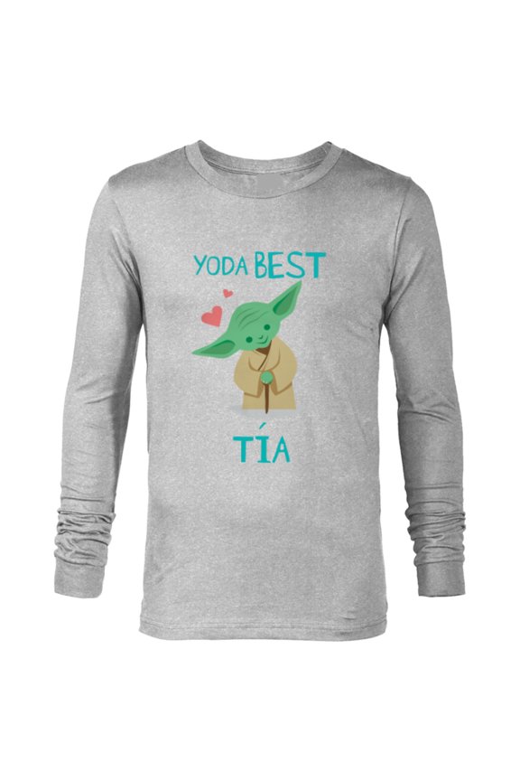 Yoda Best Tía Yoda Chibi Portrait Día de la Madre - Long Sleeve T-Shirt for Men - Customized-Athletic Heather
