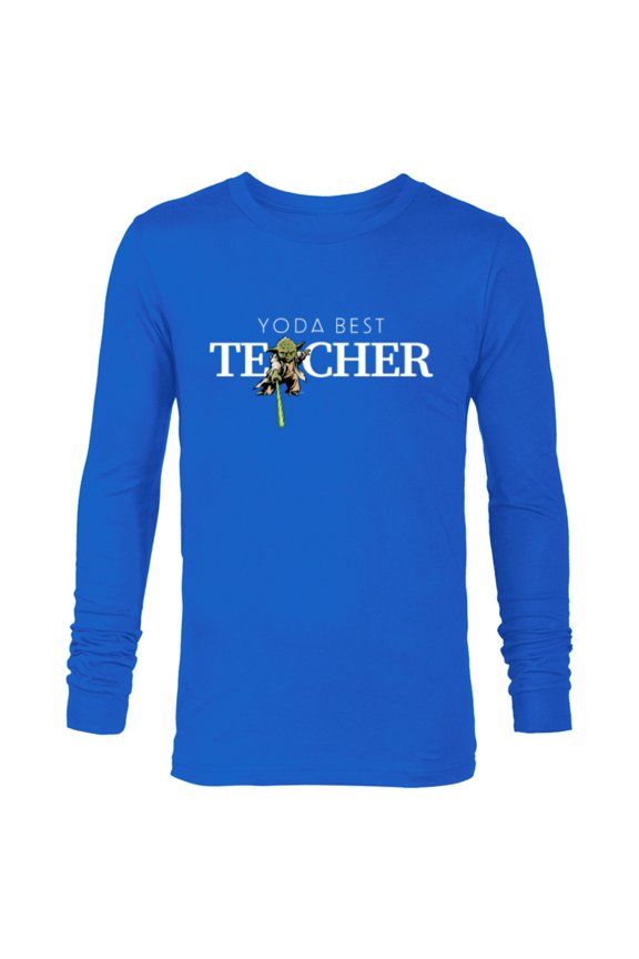 Yoda Best Teacher Lightsaber Teacher’s Day Gift- Long Sleeve T-Shirt for Men - Customized-Navy
