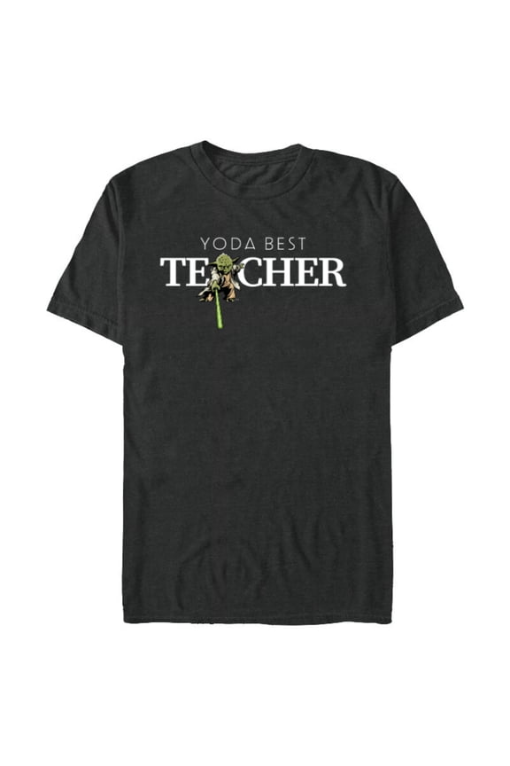 Yoda Best Teacher Lightsaber Teacher’s Day Gift- Short Sleeve Blended T-Shirt for Adults - Customized-Dark Heather