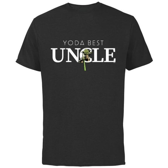 Star Wars Yoda Best Uncle Lightsaber Gift for Family - Short Sleeve Cotton T-Shirt for Adults - Customized-Black