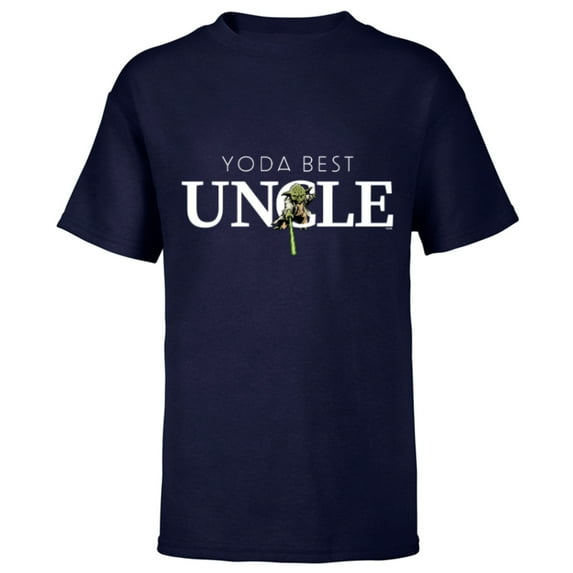 Star Wars Yoda Best Uncle Lightsaber Gift for Family - Short Sleeve T-Shirt for Kids - Customized-Navy