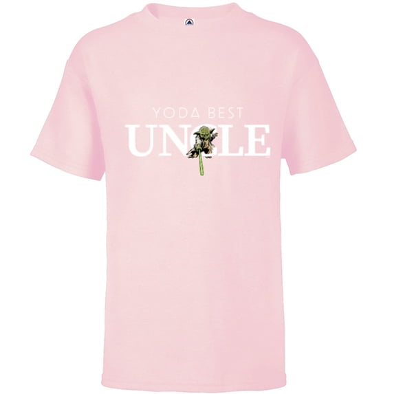 Star Wars Yoda Best Uncle Lightsaber Gift for Family - Short Sleeve T-Shirt for Kids - Customized-Soft Pink