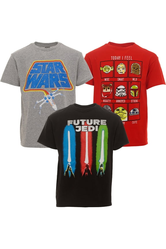 Yoda Darth Vader Stormtrooper Little Boys 3 Pack T-Shirts Toddler to Big Kid