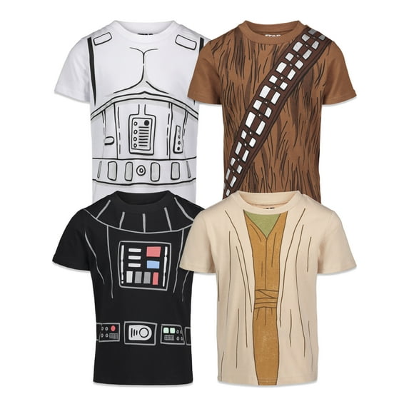 Star Wars Yoda Darth Vader Stormtrooper Toddler Boys 4 Pack T-Shirts Toddler to Big Kid
