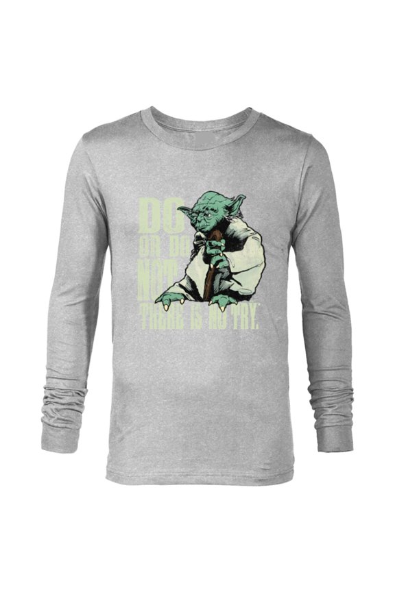 Yoda Do or Do Not There is No Try Vintage Style - Long Sleeve T-Shirt for Men - Customized-Athletic Heather