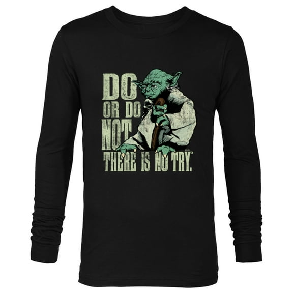 Star Wars Yoda Do or Do Not There is No Try Vintage Style - Long Sleeve T-Shirt for Men - Customized-Black