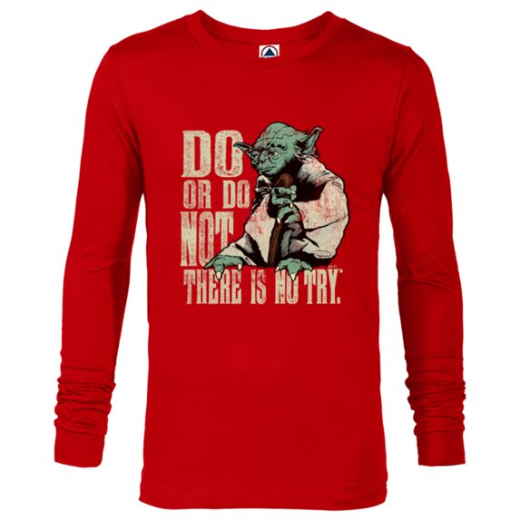 Star Wars Yoda Do or Do Not There is No Try Vintage Style - Long Sleeve T-Shirt for Men - Customized-New Red