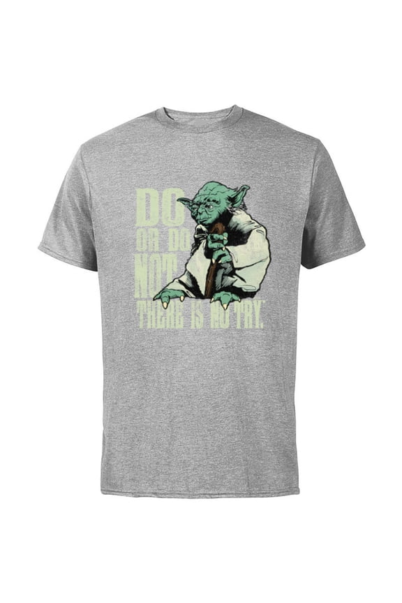 Yoda Do or Do Not There is No Try Vintage Style - Short Sleeve Cotton T-Shirt for Adults - Customized-Athletic Heather