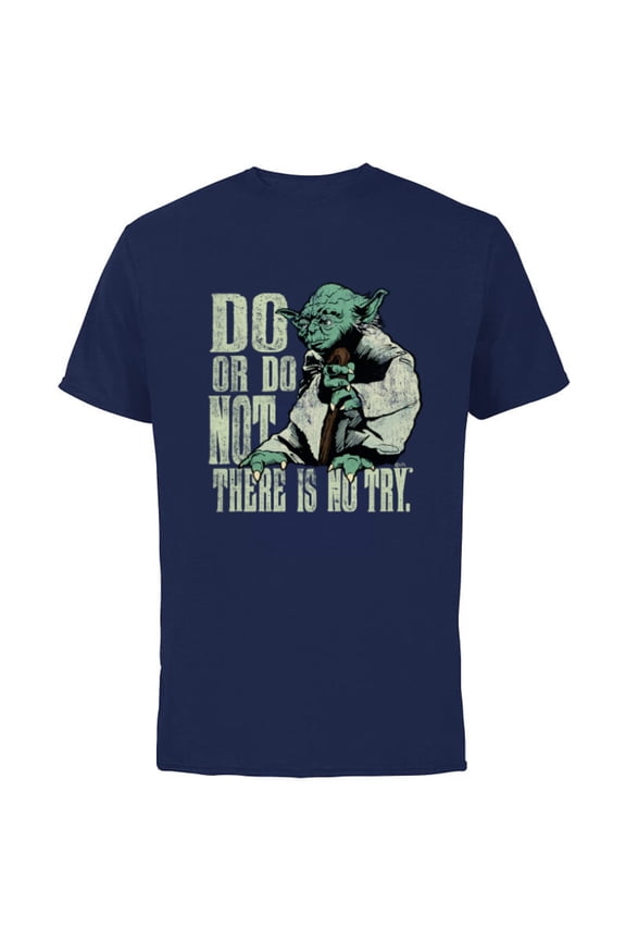 Yoda Do or Do Not There is No Try Vintage Style - Short Sleeve Cotton T-Shirt for Adults - Customized-Navy