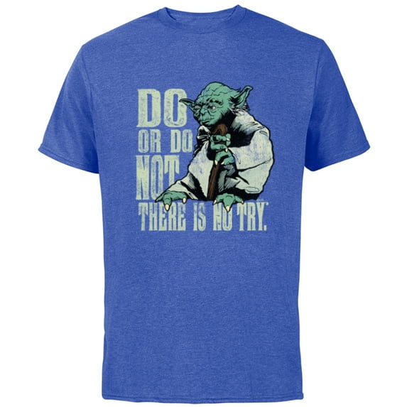 Star Wars Yoda Do or Do Not There is No Try Vintage Style - Short Sleeve Cotton T-Shirt for Adults - Customized-Royal Heather