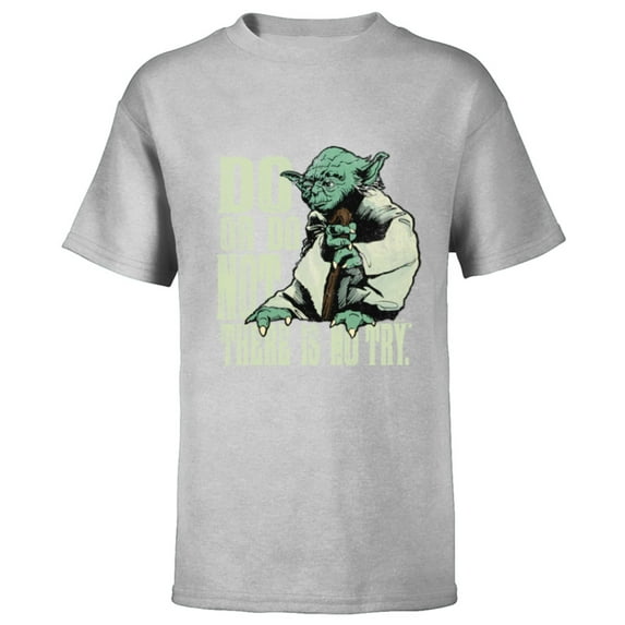 Star Wars Yoda Do or Do Not There is No Try Vintage Style - Short Sleeve T-Shirt for Kids - Customized-Athletic Heather