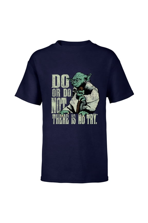 Yoda Do or Do Not There is No Try Vintage Style - Short Sleeve T-Shirt for Kids - Customized-Navy