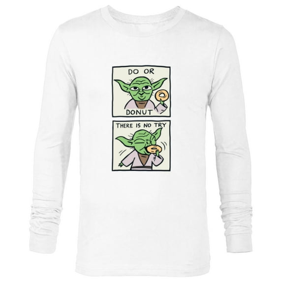 Star Wars Yoda Do or Donut There is No Try Funny - Long Sleeve T-Shirt for Men - Customized-White