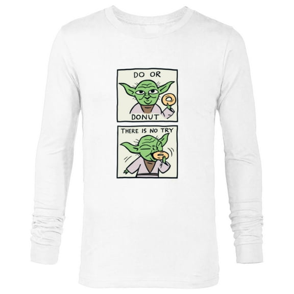 Star Wars Yoda Do or Donut There is No Try Funny - Long Sleeve T-Shirt for Men - Customized-White