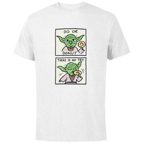 Star Wars Yoda Do or Donut There is No Try Funny - Short Sleeve Cotton T-Shirt for Adults - Customized-White