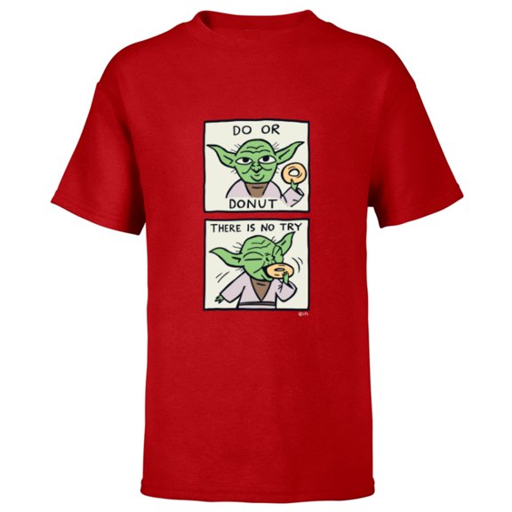 Star Wars Yoda Do or Donut There is No Try Funny - Short Sleeve T-Shirt for Kids - Customized-Red