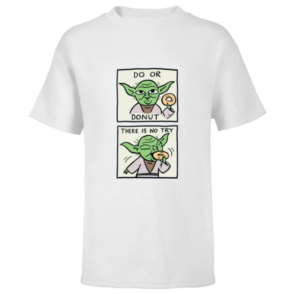 Star Wars Yoda Do or Donut There is No Try Funny - Short Sleeve T-Shirt for Kids - Customized-White