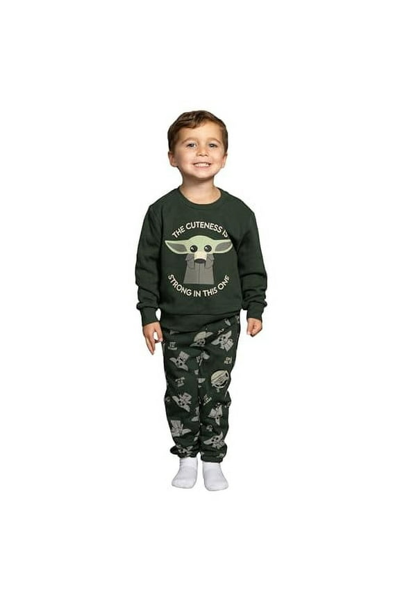 Star Wars Yoda Grogu The Cuteness is Strong in This One Green Sweatshirt and Pants Set (4T)