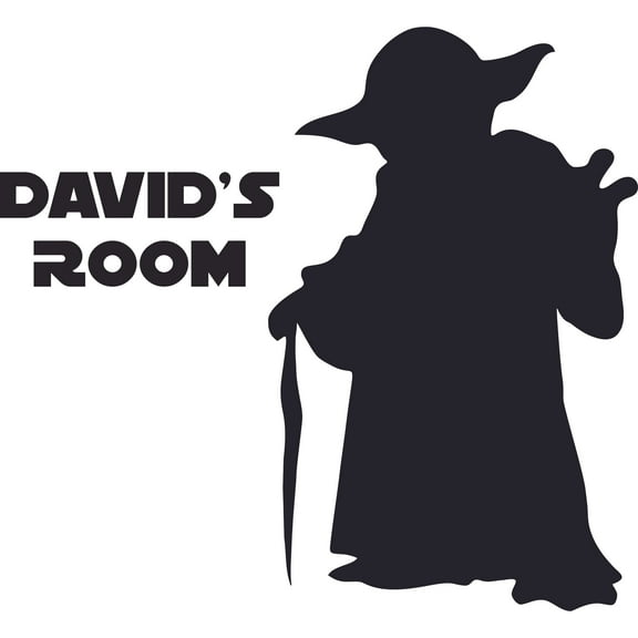 Star Wars Yoda Jedi Master Character Design Customized Wall Art Vinyl Decal - Custom Vinyl Wall Art - Personalized Name - Baby Girl Boy Kid Bedroom Decal Room Wall Sticker Decoration Size (8x10 inch)