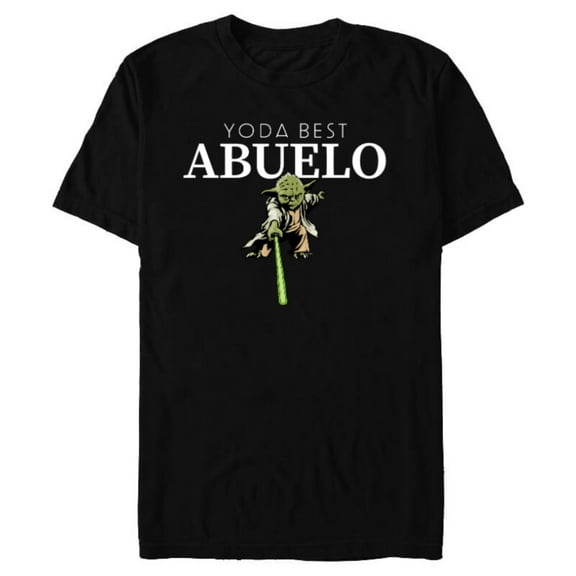 Star Wars Yoda Lightsaber Best Abuelo Birthday Día del Padre - Short Sleeve Blended T-Shirt for Adults - Customized-Black