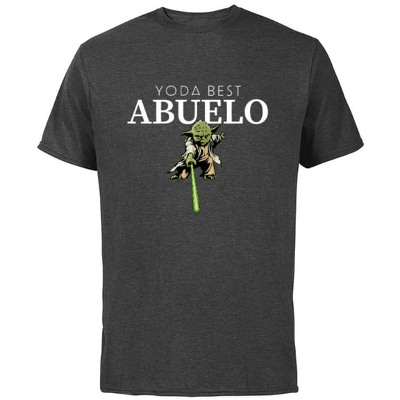 Star Wars Yoda Lightsaber Best Abuelo Birthday Día del Padre - Short Sleeve Cotton T-Shirt for Adults - Customized-Charcoal