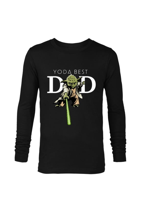 Yoda Lightsaber Best Dad Father's Day - Long Sleeve T-Shirt for Men - Customized-Black
