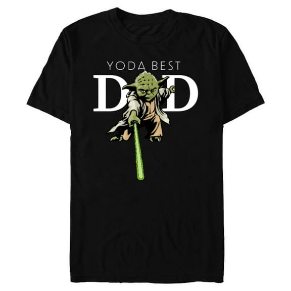 Star Wars Yoda Lightsaber Best Dad Father's Day - Short Sleeve Blended T-Shirt for Adults - Customized-Black