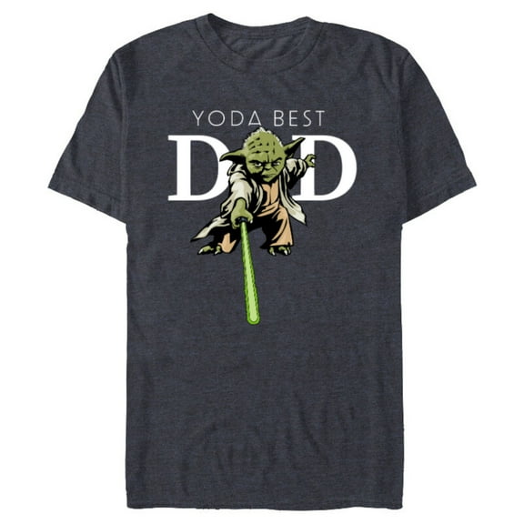 Star Wars Yoda Lightsaber Best Dad Father's Day - Short Sleeve Blended T-Shirt for Adults - Customized-Navy Heather