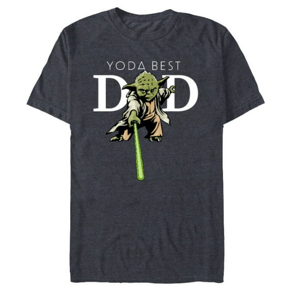 Star Wars Yoda Lightsaber Best Dad Father's Day - Short Sleeve Blended T-Shirt for Adults - Customized-Navy Heather