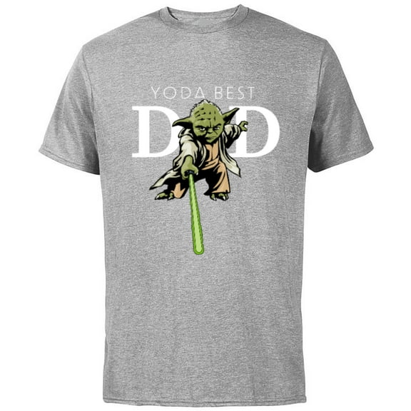 Star Wars Yoda Lightsaber Best Dad Father's Day - Short Sleeve Cotton T-Shirt for Adults - Customized-Athletic Heather