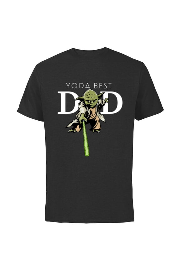 Yoda Lightsaber Best Dad Father's Day - Short Sleeve Cotton T-Shirt for Adults - Customized-Black