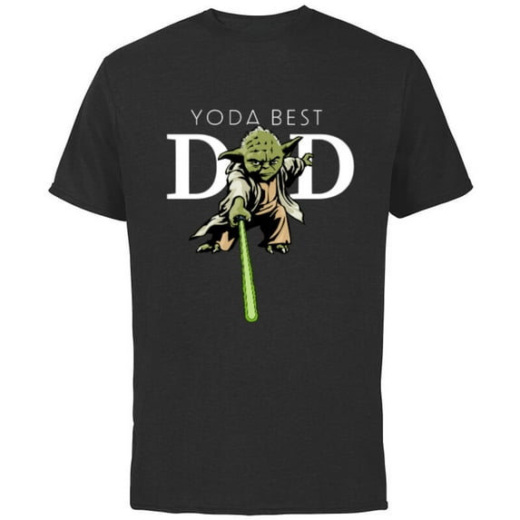 Star Wars Yoda Lightsaber Best Dad Father's Day - Short Sleeve Cotton T-Shirt for Adults - Customized-Black