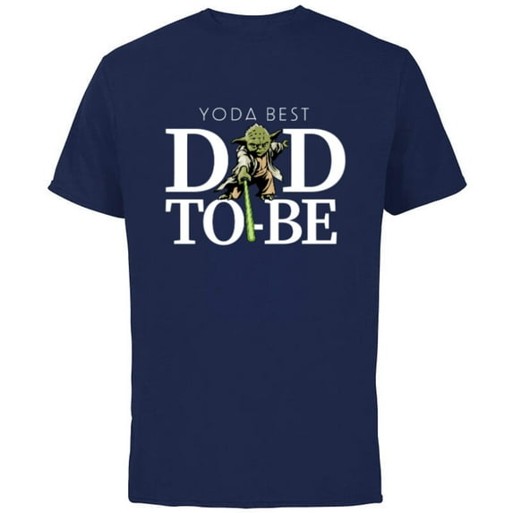 Star Wars Yoda Lightsaber Best Dad-to-Be Father's Day - Short Sleeve Cotton T-Shirt for Adults - Customized-Navy