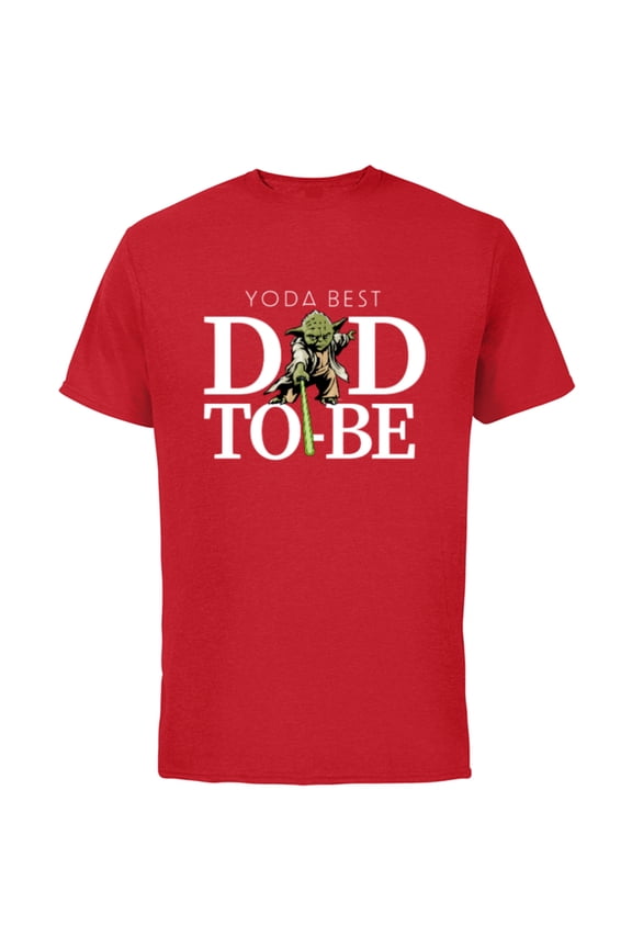 Yoda Lightsaber Best Dad-to-Be Father's Day - Short Sleeve Cotton T-Shirt for Adults - Customized-Red