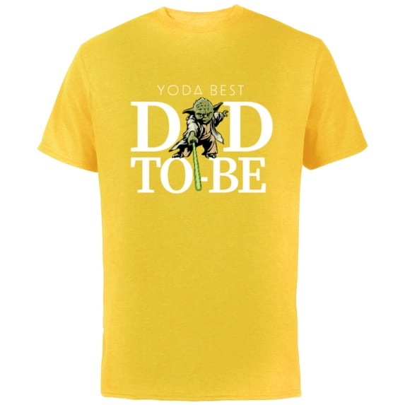 Star Wars Yoda Lightsaber Best Dad-to-Be Father's Day - Short Sleeve Cotton T-Shirt for Adults - Customized-Yellow