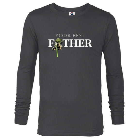 Star Wars Yoda Lightsaber Best Father Birthday Father's Day - Long Sleeve T-Shirt for Men - Customized-Charcoal Heather