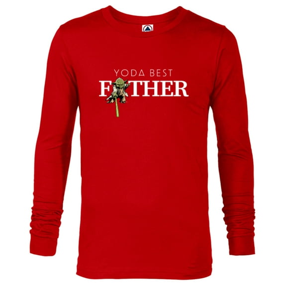 Star Wars Yoda Lightsaber Best Father Birthday Father's Day - Long Sleeve T-Shirt for Men - Customized-New Red