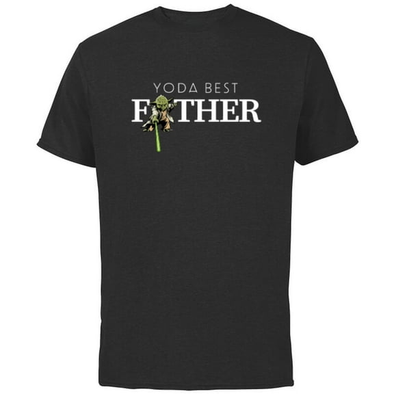 Star Wars Yoda Lightsaber Best Father Birthday Father's Day - Short Sleeve Cotton T-Shirt for Adults - Customized-Black