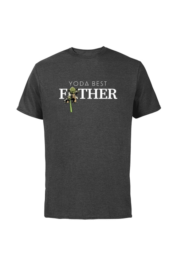 Yoda Lightsaber Best Father Birthday Father's Day - Short Sleeve Cotton T-Shirt for Adults - Customized-Charcoal