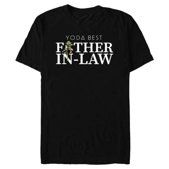 Star Wars Yoda Lightsaber Best Father-in-Law Father's Day - Short Sleeve Blended T-Shirt for Adults - Customized-Black