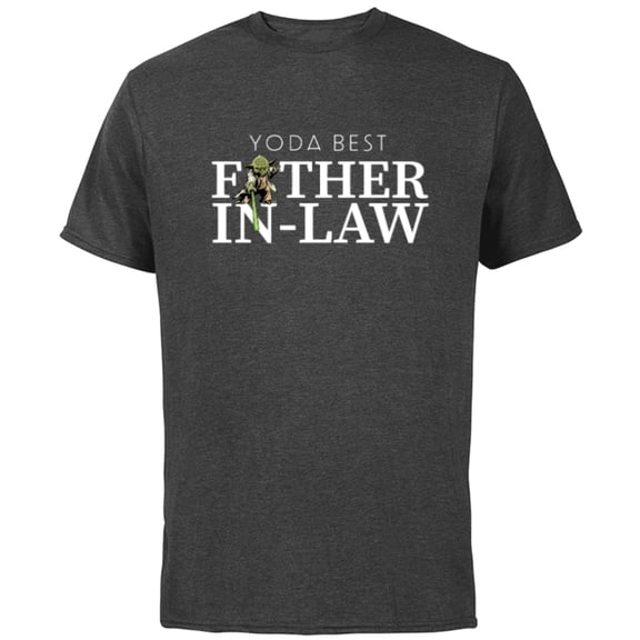 Star Wars Yoda Lightsaber Best Father-in-Law Father's Day - Short Sleeve Cotton T-Shirt for Adults - Customized-Charcoal