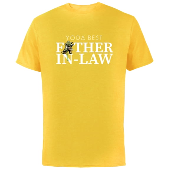Star Wars Yoda Lightsaber Best Father-in-Law Father's Day - Short Sleeve Cotton T-Shirt for Adults - Customized-Yellow
