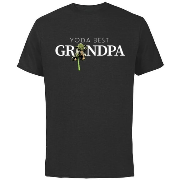 Star Wars Yoda Lightsaber Best Grandpa Birthday Father's Day - Short Sleeve Cotton T-Shirt for Adults - Customized-Black