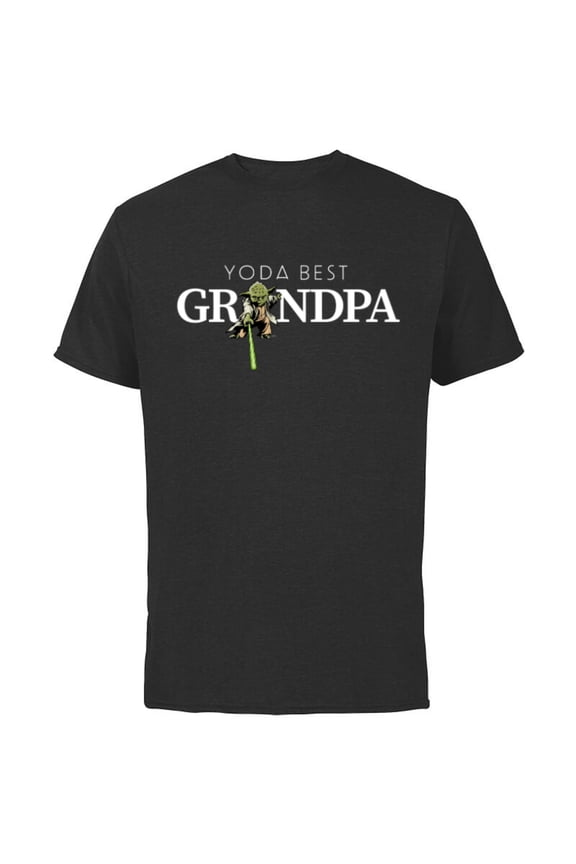 Yoda Lightsaber Best Grandpa Birthday Father's Day - Short Sleeve Cotton T-Shirt for Adults - Customized-Black