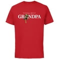 thumbnail image 1 of Star Wars Yoda Lightsaber Best Grandpa Birthday Father's Day - Short Sleeve Cotton T-Shirt for Adults - Customized-Red, 1 of 5