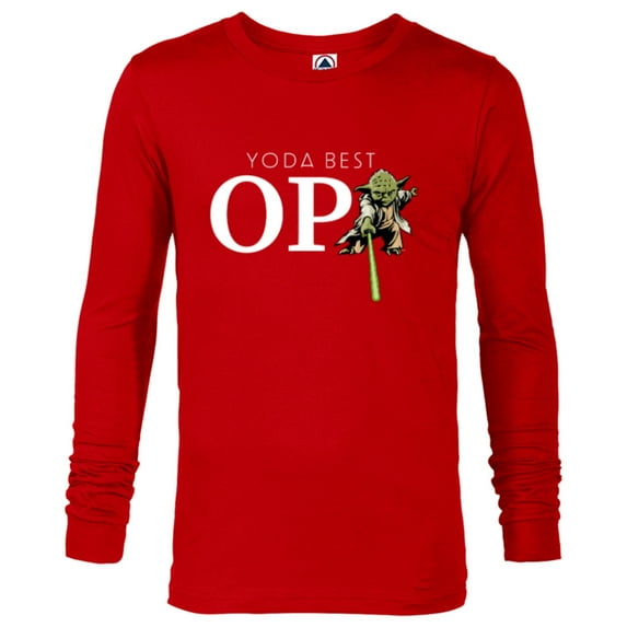 Star Wars Yoda Lightsaber Best Opa Birthday Father's Day - Long Sleeve T-Shirt for Men - Customized-New Red